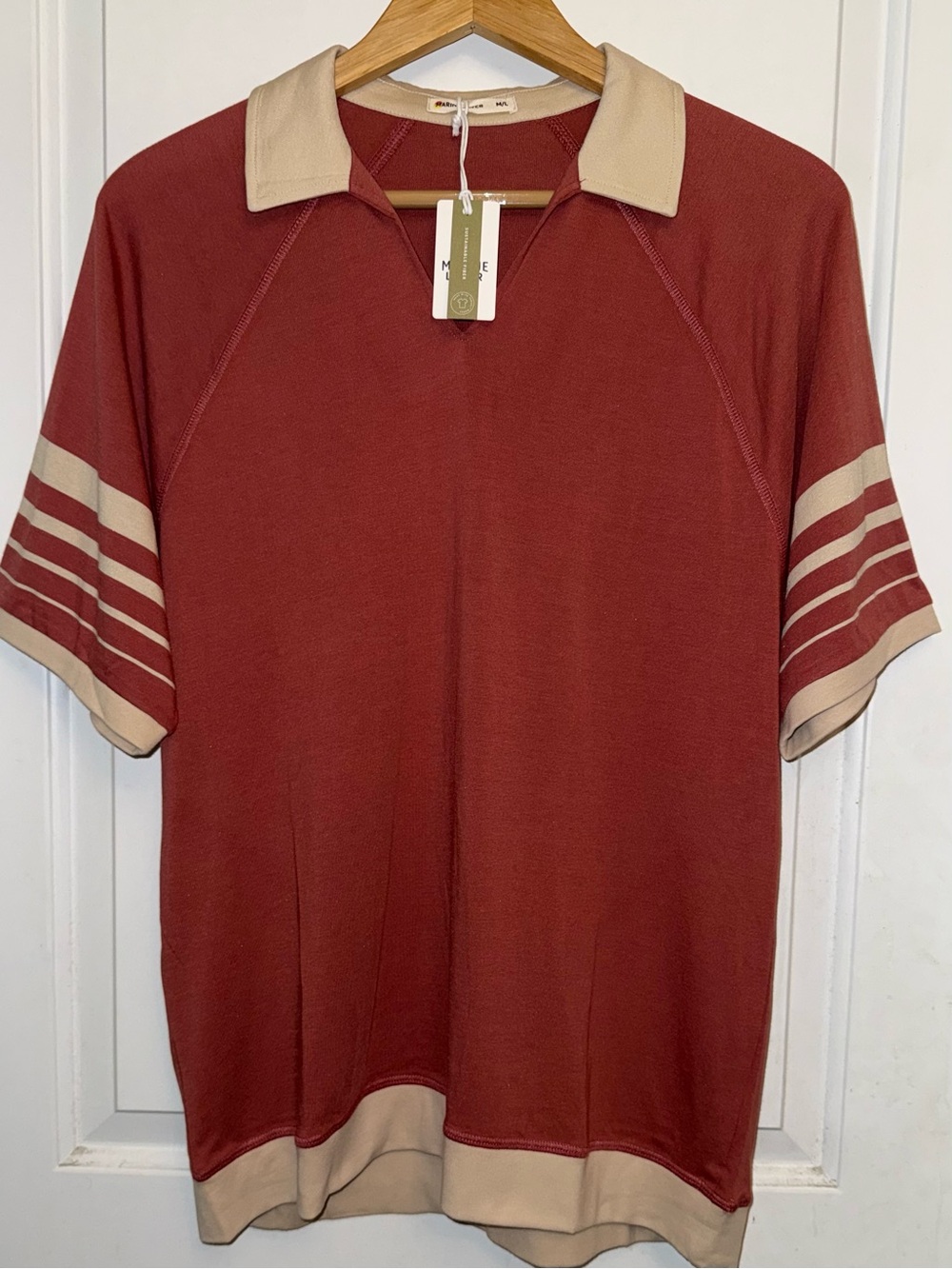 Marine Layer NWT Cotton/Modal Varsity Rib Polo in "Brick" - Size Marge (M/L)